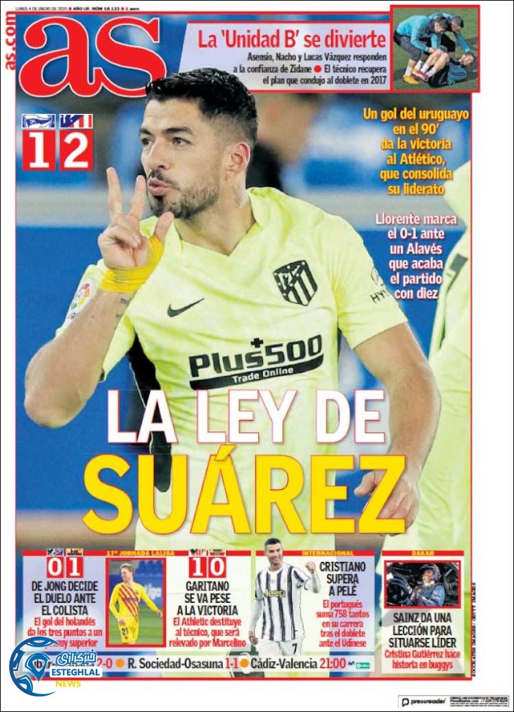 روزنامه ورزشی آاس دوشنبه 15 دی 1399