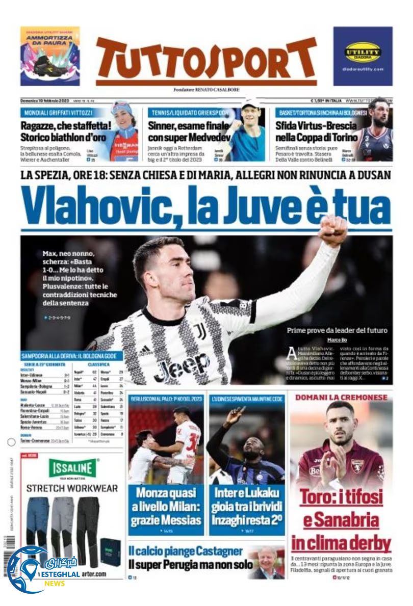 روزنامه ورزشی توتو اسپورت یکشنبه 30 بهمن 1401 