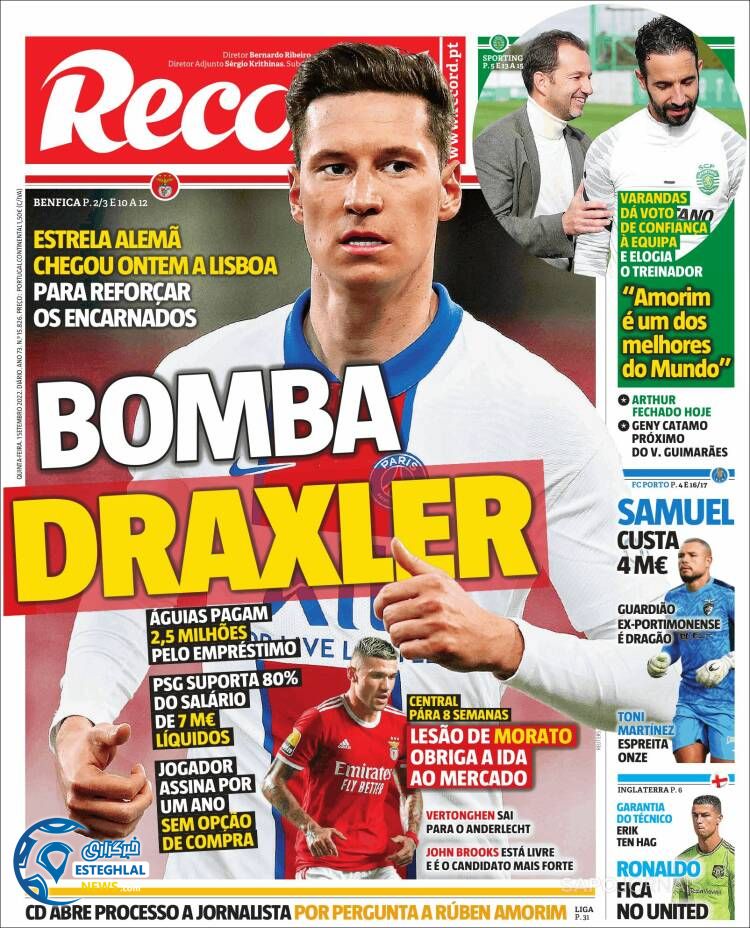 روزنامه ورزشی رکورد پنجشنبه 10 شهریور 1401