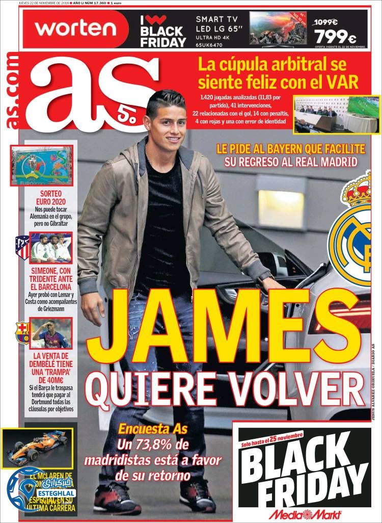 روزنامه ورزشی آ اس پنجشنبه 1 آذر 1397