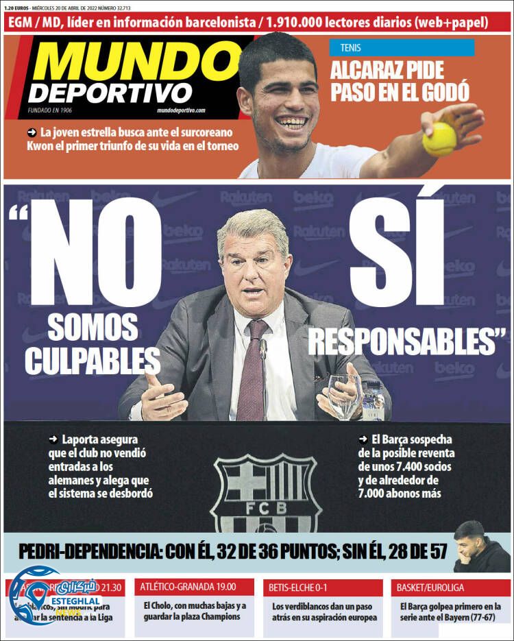 روزنامه ورزشی موندو دپورتیوو چهارشنبه 31 فروردین 1401