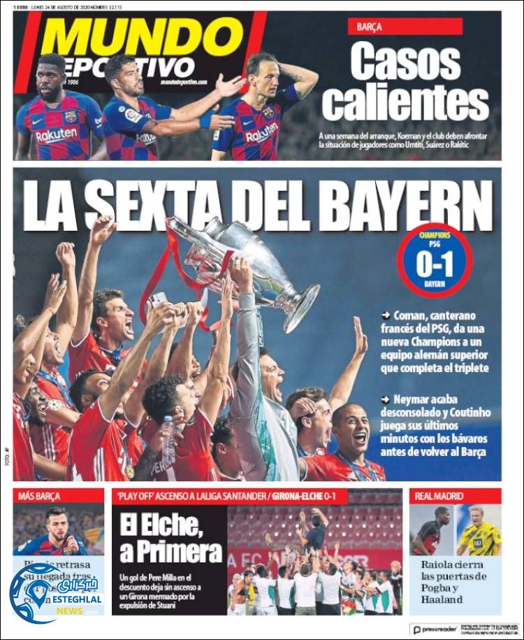 روزنامه ورزشی موندو دپورتیوو دوشنبه 3 شهریور 1399