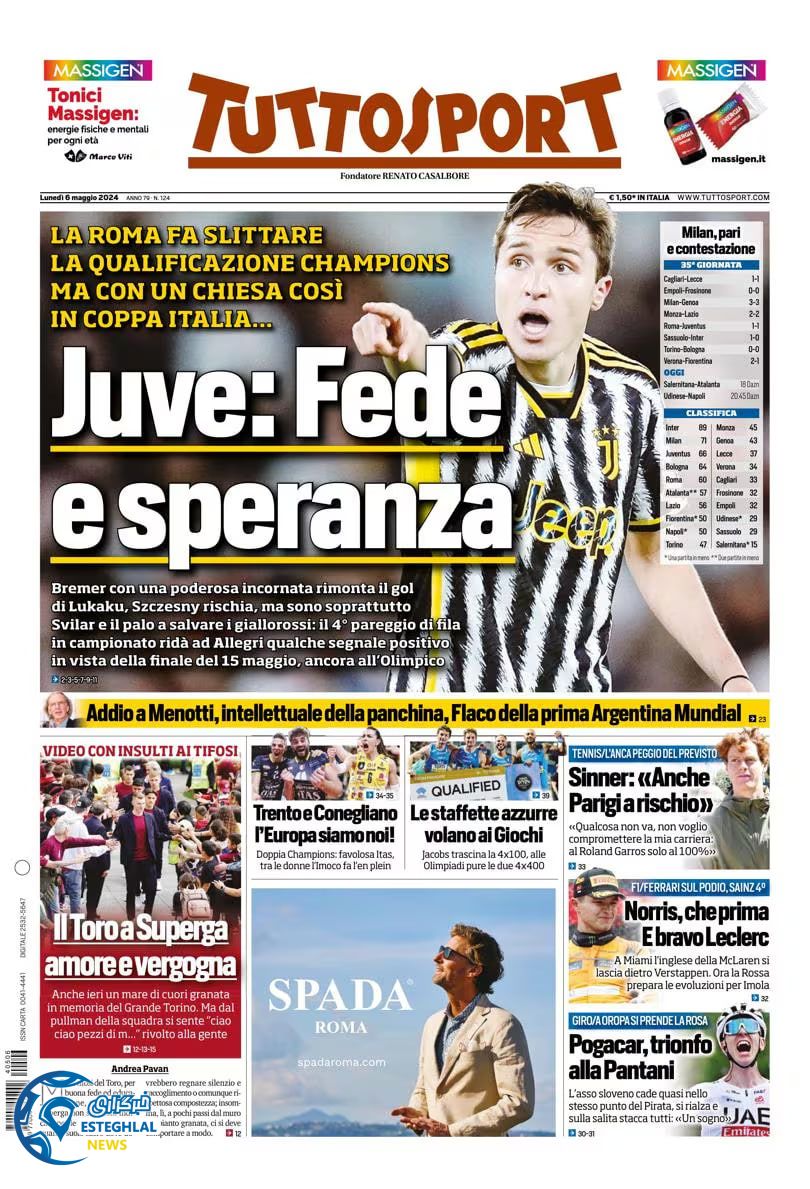 روزنامه  ورزشی توتلو اسپورت دوشنبه 17 اردیبهشت 1403 