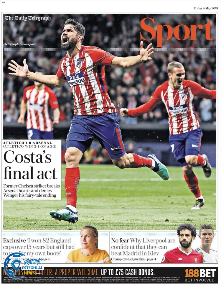 روزنامه ورزشی تلگراف اسپورت جمعه 14 اردیبهشت 1397