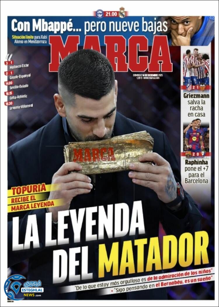 روزنامه  ورزشی مارکا  یکشنبه 23 آذر 1404  