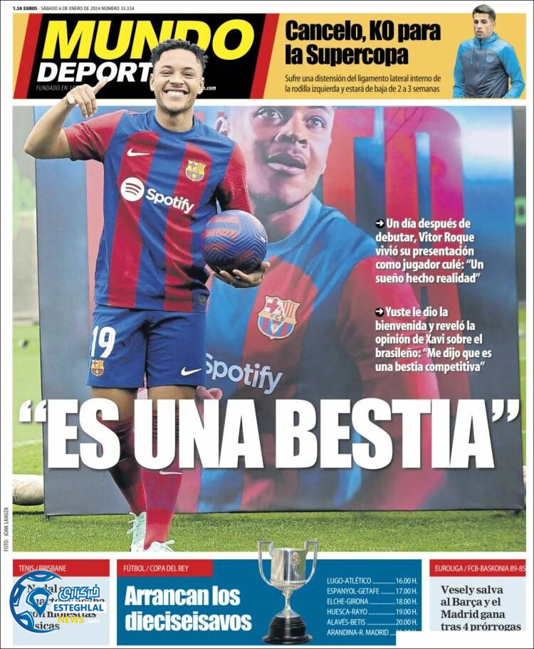 روزنامه  ورزشی موندو دپورتیوو شنبه 16 دی 1402 