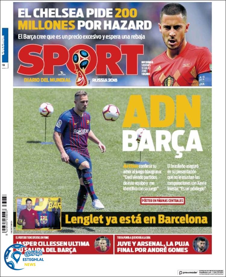 روزنامه ورزشی اسپورت جمعه 22 تیر 1397