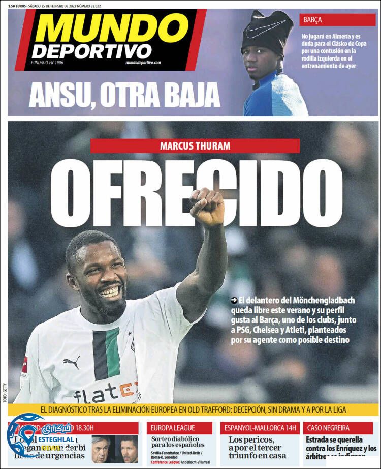 روزنامه ورزشی موندو دپورتیوو شنبه 6 اسفند 1401 