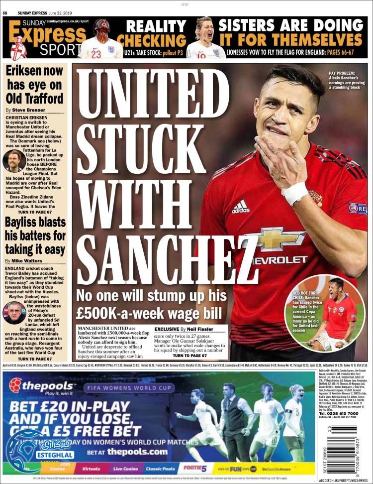 روزنامه ورزشی اکسپرس اسپورت یکشنبه 2 تیر 1398