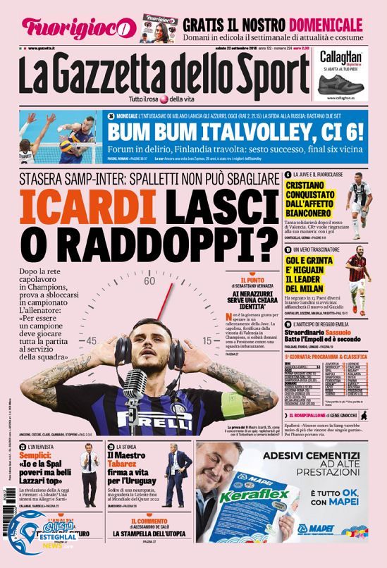 روزنامه ورزشی گاتزتا دلو اسپورت شنبه 31 شهریور 1397