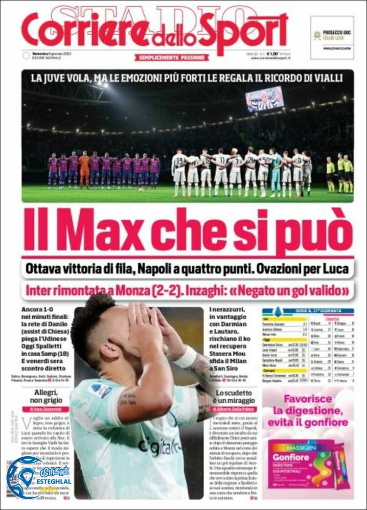 روزنامه ورزشی کوریره دلو اسپورت یکشنبه 18 دی 1401 