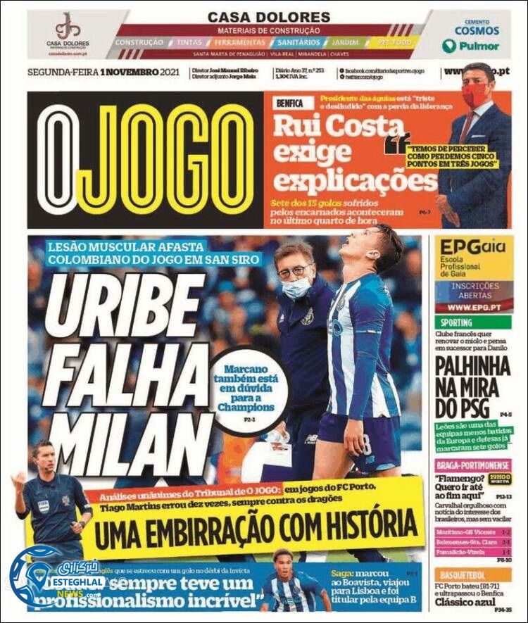 روزنامه ورزشی اوجوگو دوشنبه 10 آبان 1400