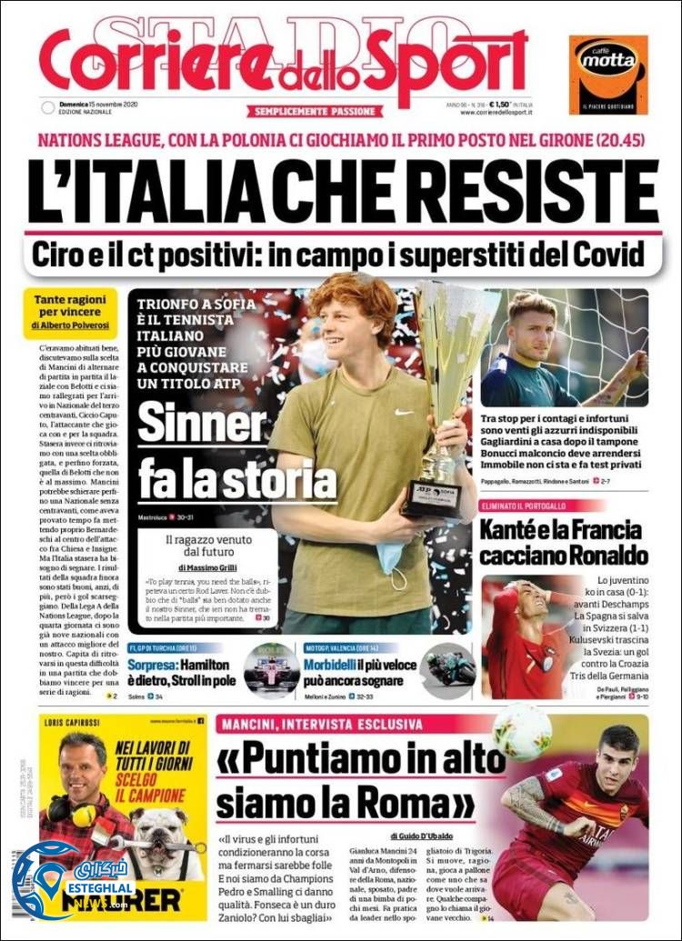 روزنامه ورزشی کوریره دلو اسپورت یکشنبه 25 آبان 1399