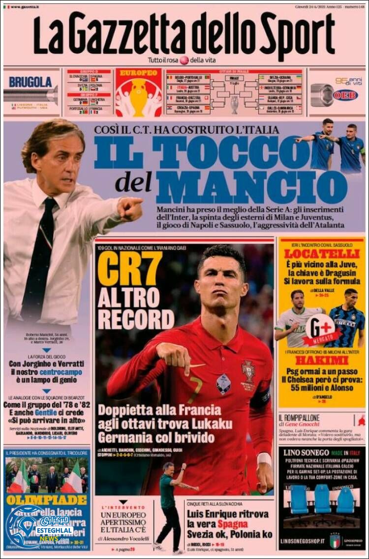 روزنامه ورزشی گاتزتا دلو اسپورت پنجشنبه 3 تیر 1400