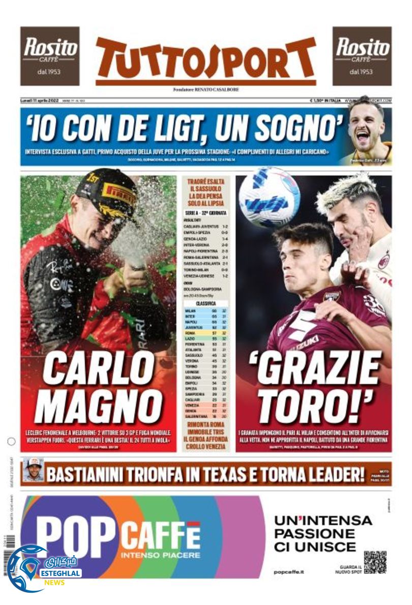 روزنامه ورزشی توتو اسپورت سه شنبه 23 فروردین 1401