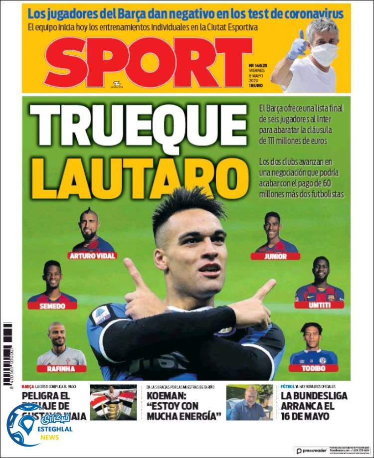 روزنامه ورزشی اسپورت جمعه 19 اردیبهشت 1399