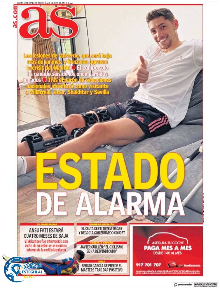 روزنامه ورزشی آاس سه شنبه 20 آبان 1399