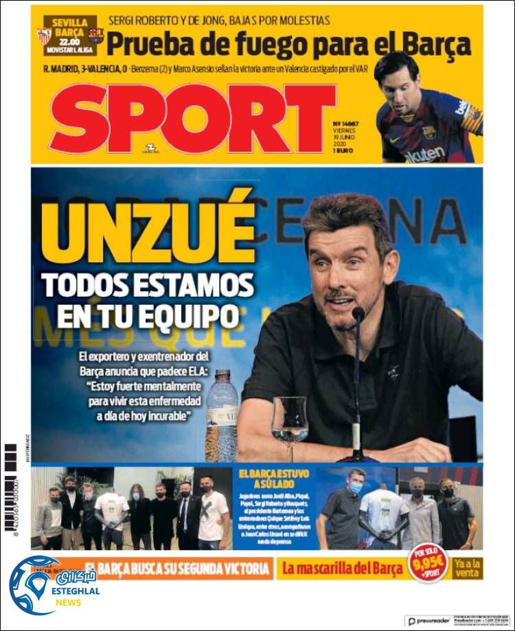 روزنامه ورزشی اسپورت جمعه 30 خرداد 1399