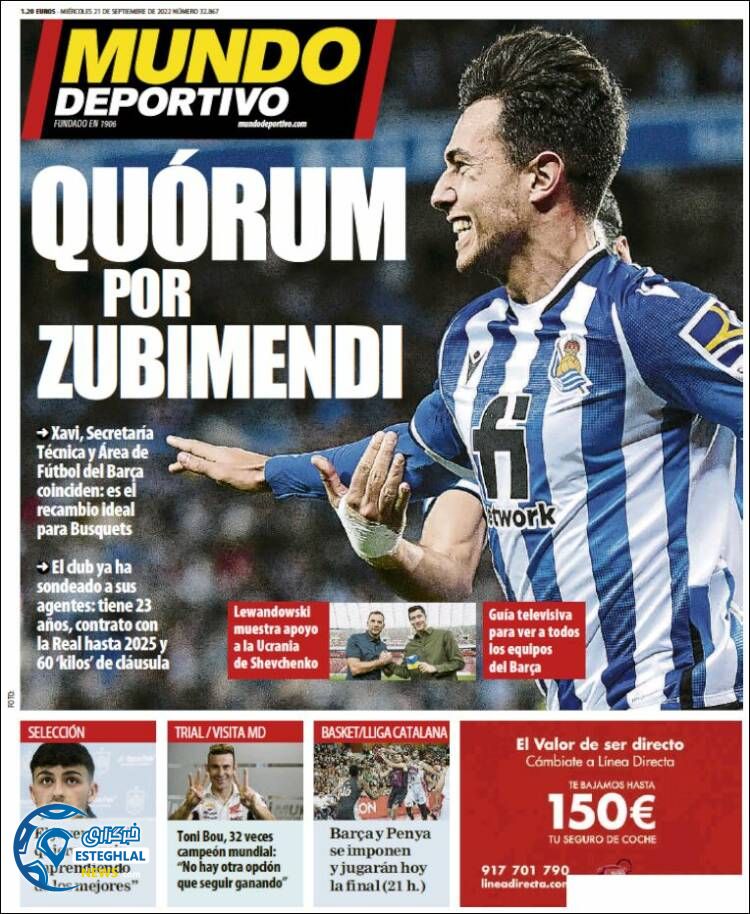 روزنامه ورزشی موندو دپورتیوو چهارشنبه 30 شهریور 1401