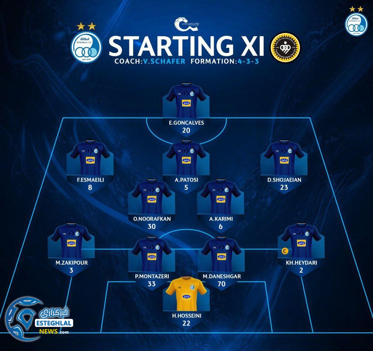 شماتیک ترکیب استقلال مقابل سپاهان