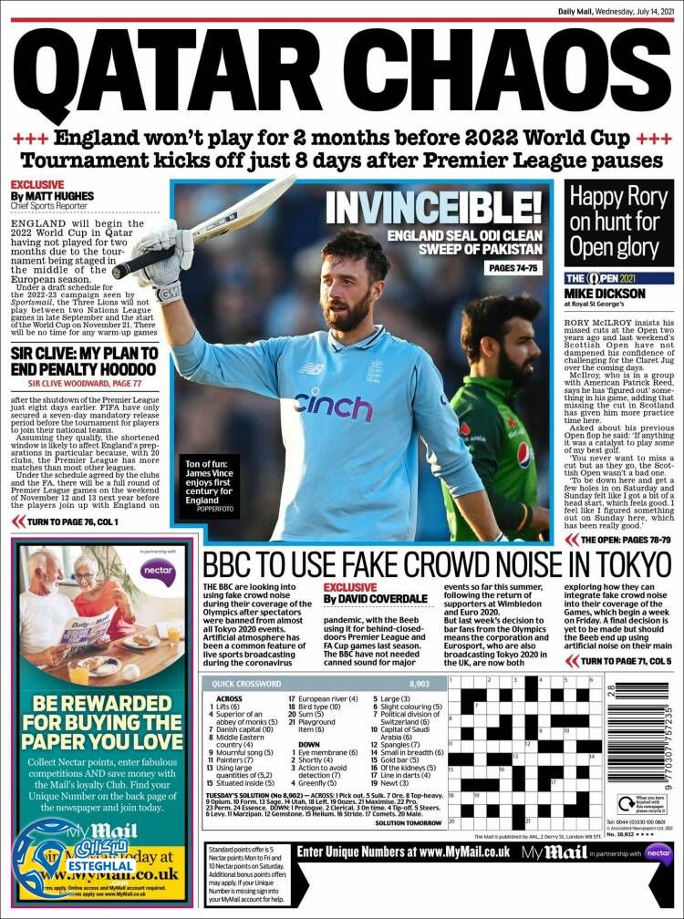 روزنامه ورزشی مایل اسپورت چهارشنبه 23 تیر 1400