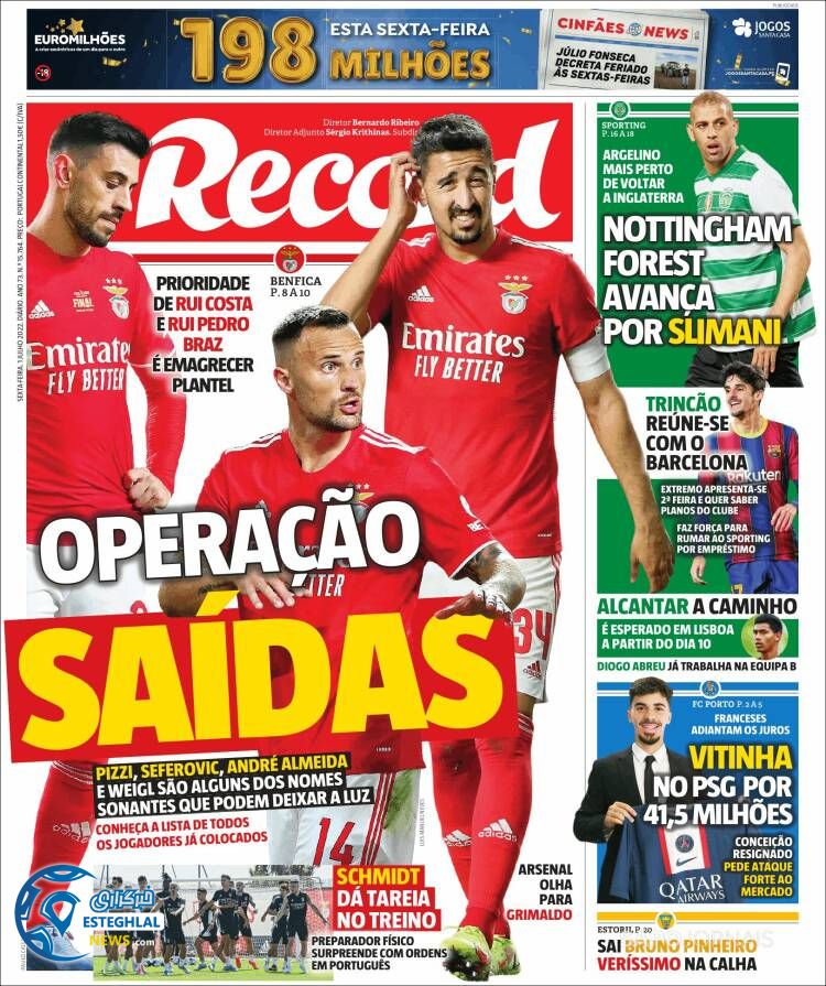 روزنامه ورزشی رکورد جمعه 10 تیر 1401