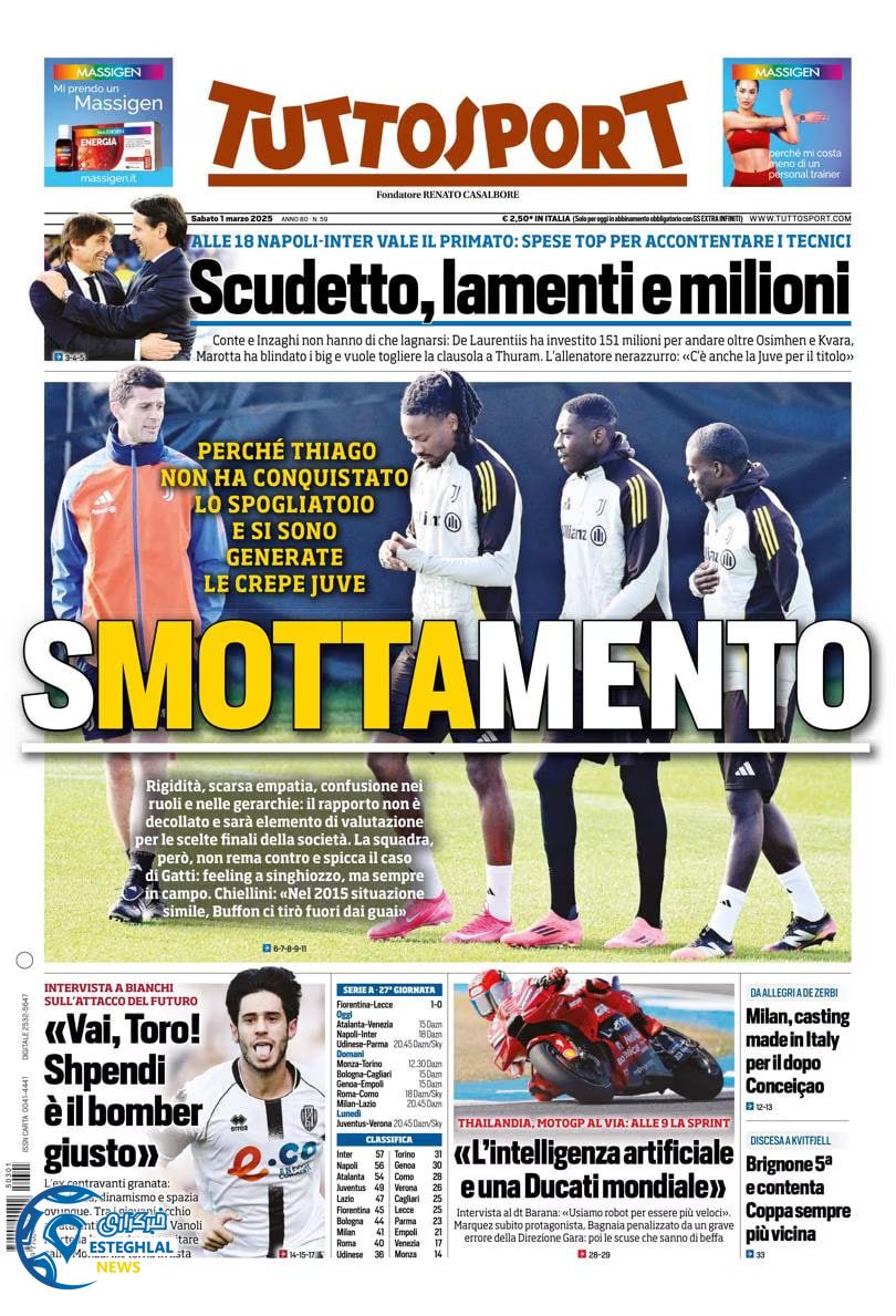 روزنامه  ورزشی توتو اسپورت شنبه 11 اسفند 1403 