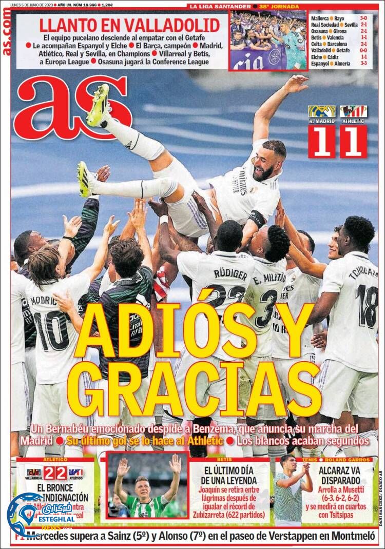 روزنامه ورزشی آ اس دوشنبه 15 خرداد 1402 