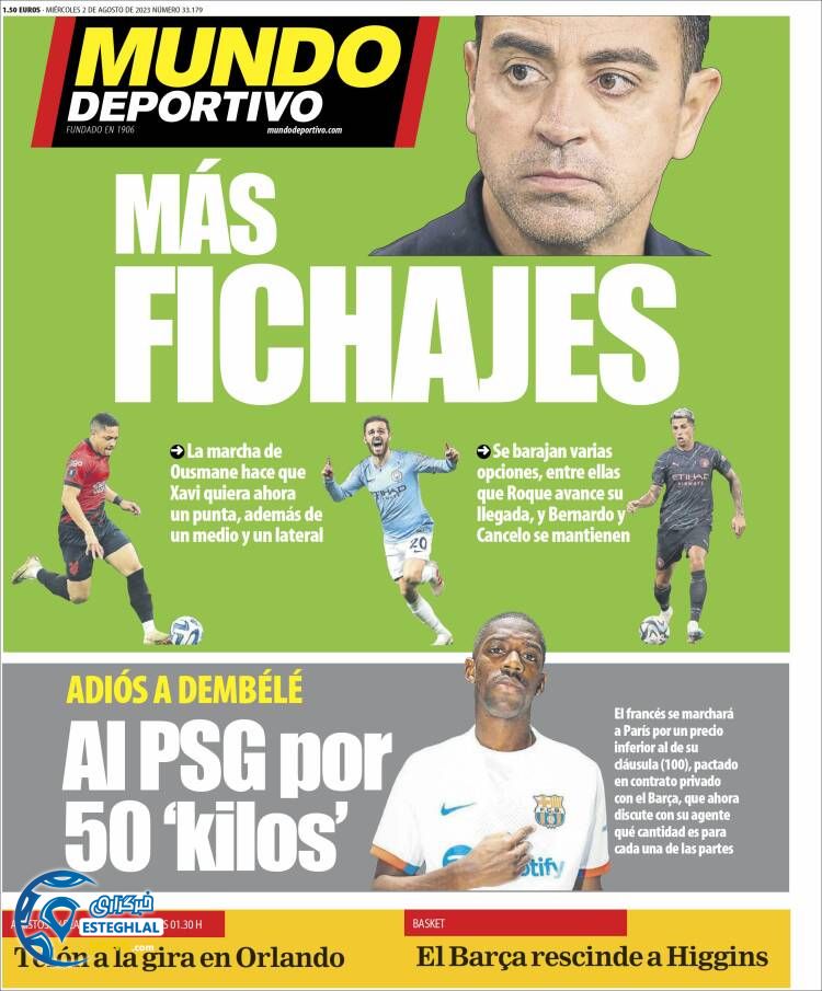 روزنامه ورزشی موندو دپورتیوو چهارشنبه 11 مرداد 1402  