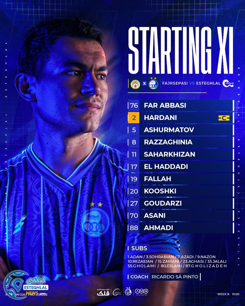 ترکیب استقلال مقابل فجرسپاسی شیراز