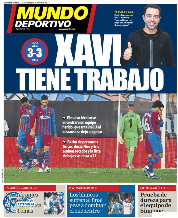 روزنامه ورزشی موندو دپورتیوو یکشنبه 16 آبان 1400