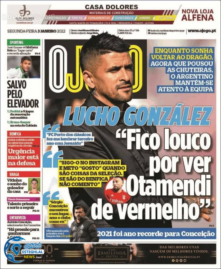 روزنامه ورزشی اوجوگو دوشنبه 13 دی 1400