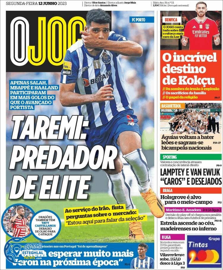 روزنامه ورزشی اوجوگو دوشنبه 22 خرداد 1402 