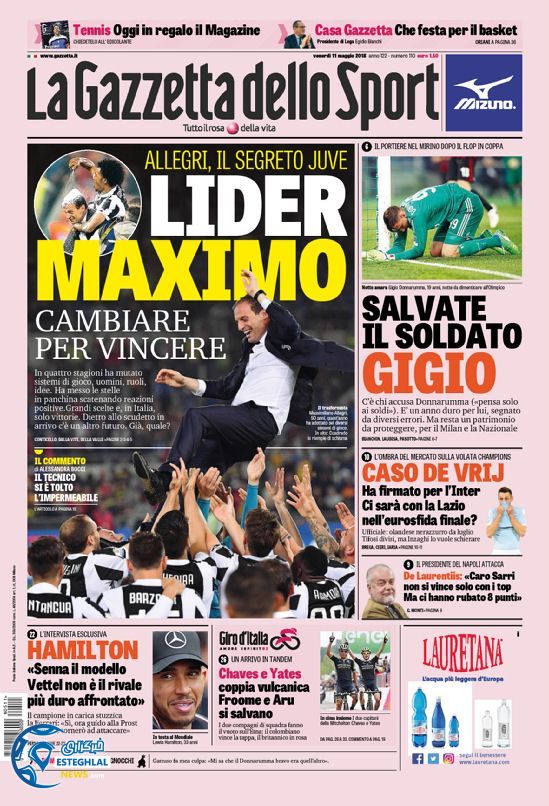 روزنامه ورزشی گاتزتا دلو اسپورت جمعه 21 اردیبهشت 1397