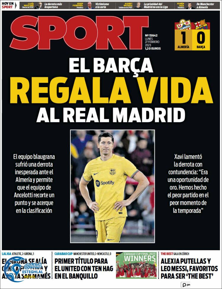 روزنامه ورزشی اسپورت دوشنبه 8 اسفند 1401 