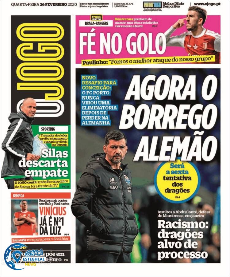 روزنامه ورزشی جوگو چهارشنبه 7 اسفند 1398