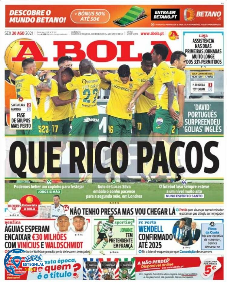 روزنامه ورزشی آبولا جمعه 29 مرداد 1400