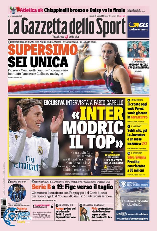 روزنامه ورزشی گاتزتا دلو اسپورت جمعه 19 مرداد 1397