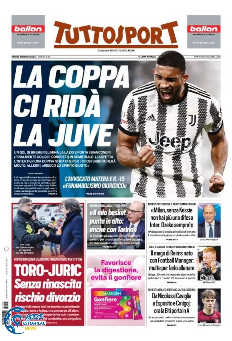 روزنامه ورزشی توتو اسپورت جمعه 14 بهمن 1401 