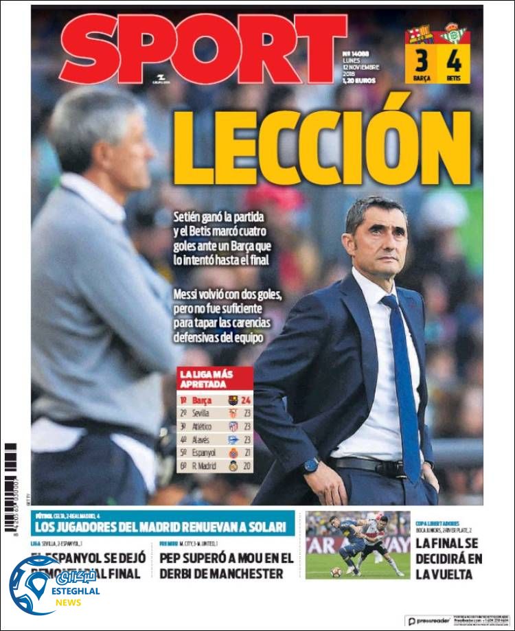 روزنامه ورزشی اسپورت دوشنبه 21 آبان 1397