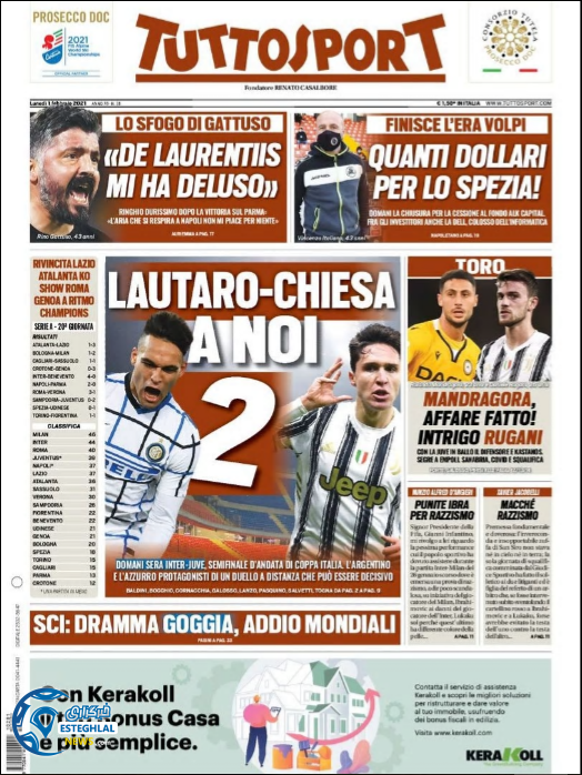 روزنامه ورزشی توتو اسپورت دوشنبه 13 بهمن 1399