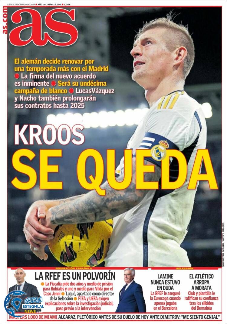 روزنامه ورزشی آ اس پنجشنبه 9 فروردین 1403 