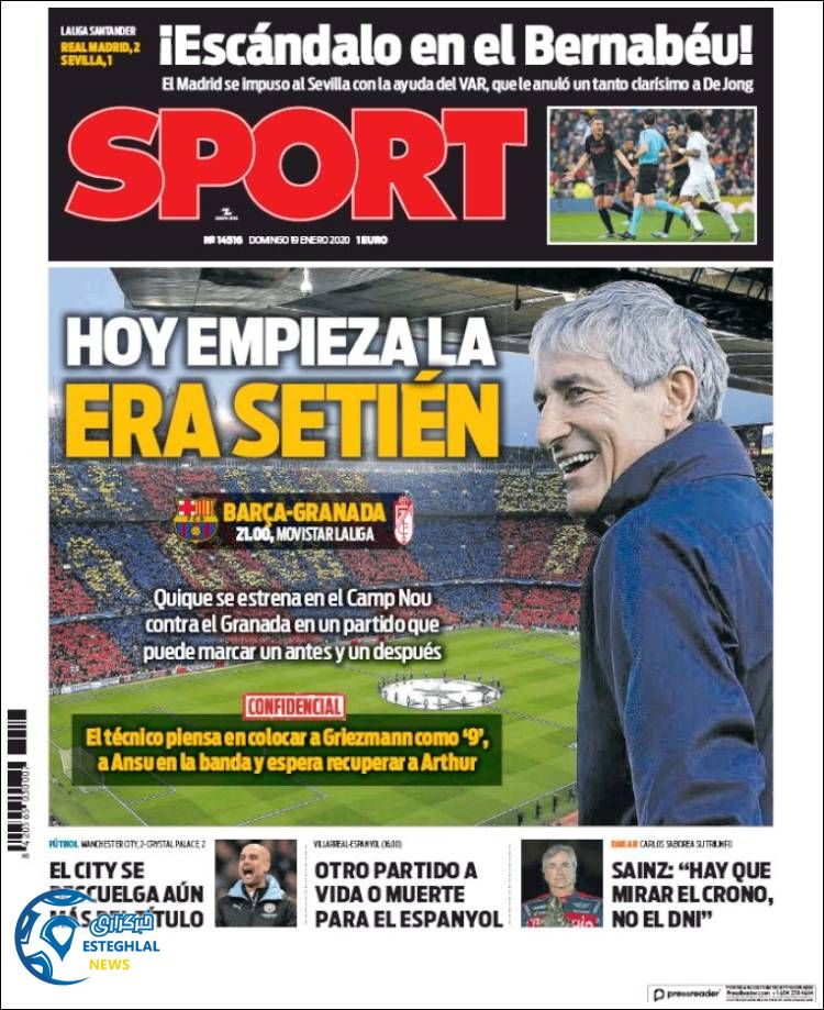 روزنامه ورزشی اسپورت یکشنبه 29 دی 1398