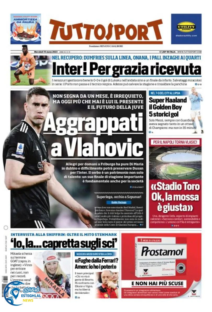 روزنامه ورزشی توتو اسپورت چهارشنبه 24 اسفند 1401 