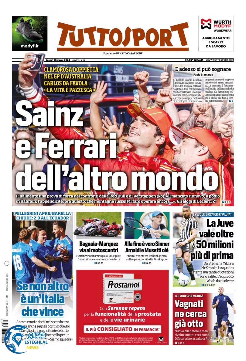 روزنامه ورزشی توتو اسپورت دوشنبه 6 فروردین 1403 