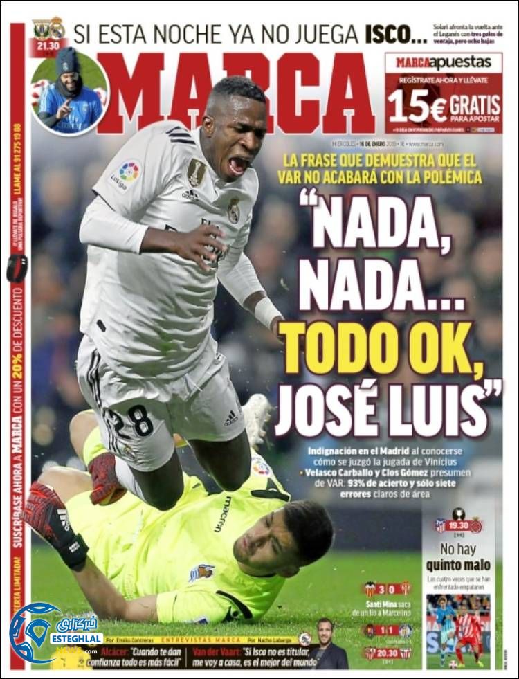 روزنامه ورزشی مارکا چهارشنبه 26 دی 1397