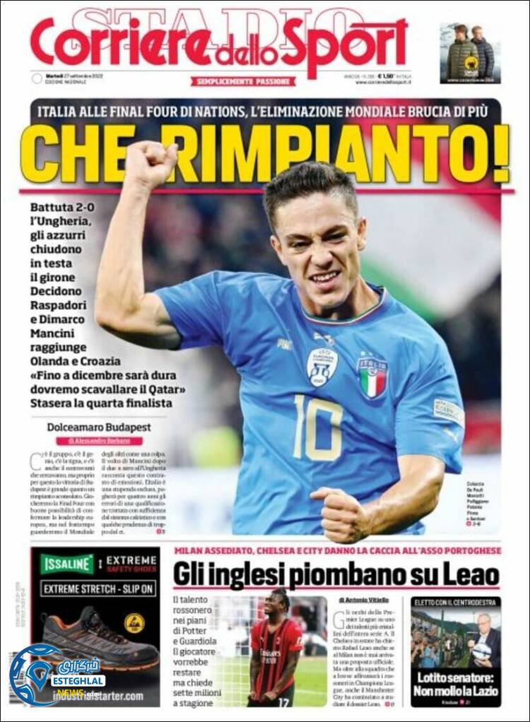 روزنامه ورزشی کوریره دلو اسپورت سه شنبه 5 مهر 1401 