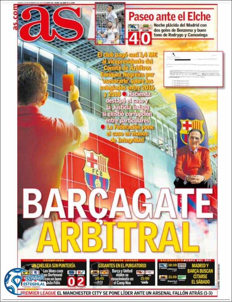 روزنامه ورزشی آ اس پنجشنبه 27 بهمن 1401 