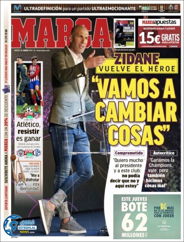 روزنامه ورزشی مارکا سه شنبه 21 اسفند 1397