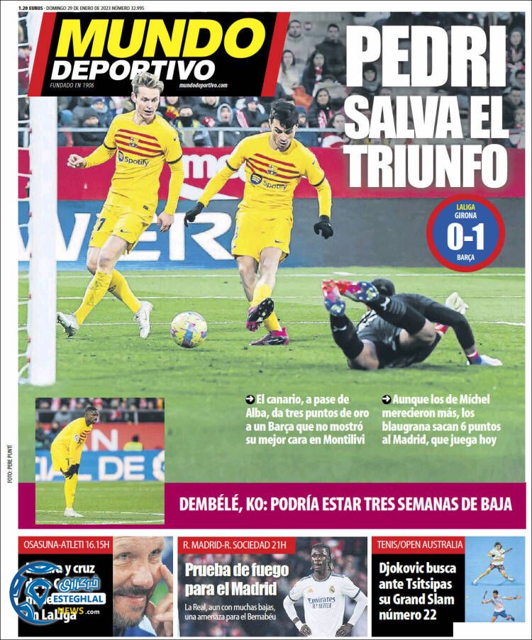 روزنامه ورزشی موندو دپورتیوو  یکشنبه 9 بهمن 1401  